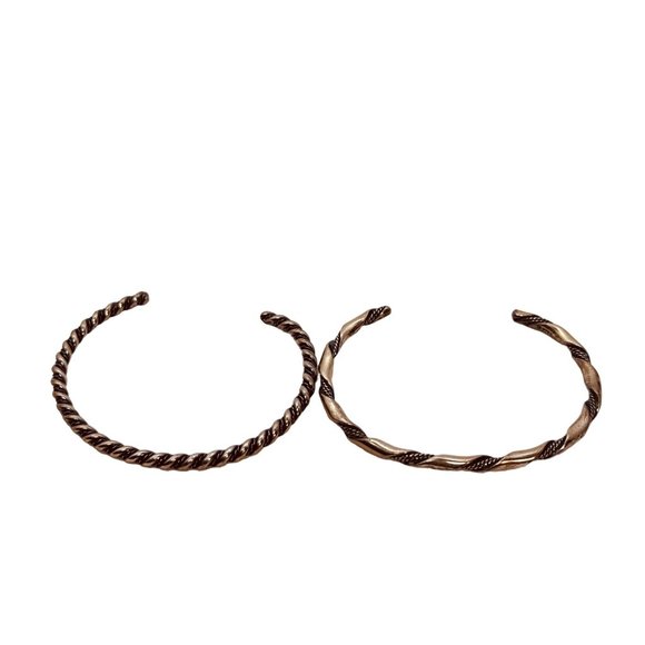 Unknown Jewelry - Pair Of Twisted Sterling Silver Cuff Bracelets